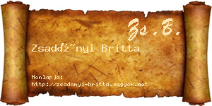 Zsadányi Britta névjegykártya